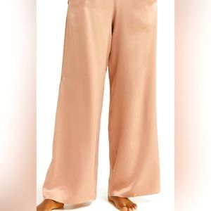 Lunya Washable Mulberry Silk Wide Leg Pants- Otium Tan Color- Size Small